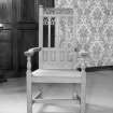 Interior. Minister's chair inscribed "James Knowles Dono dedit"