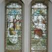 Interior.
Detail of stained glass windows depicting Sermon on the mount by Ballantine 1901-1906.