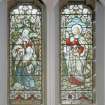 Interior.
Detail of stained glass windows depicting Our Lord at the grave of Lazarus by Ballantine 1901-1906.