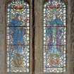 Interior.
Detail of stained glass windows depicting Moses and St Paul by Abbey Studio 1961.