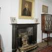 Interior, detail of dining room black marble fireplace c.1820