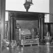 Interior, detail of hall black marble fireplace c.1820 with register grate