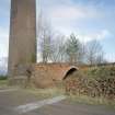 Detailed view of chimney and remains of W end of the Belgian kiln from SW