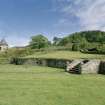 View of garden terraces and 'doocot'