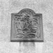 Detail of carved panel with initials of Professor Thomas and Lady Elliot nee McCosh and his wife