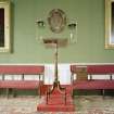 Interior. Meeting room, view of lectern
