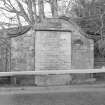 Detailed view of plaque at SE end of the bridge (N side)