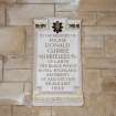 Interior. Detail of memorial at W end to D C Mirrielees of Garth d. 28th August 1944