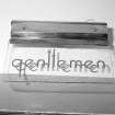 Interior.
Detail of etched glass 'Gentlemen' sign.