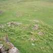 Muck, Caisteal an Duin Bhain. Buildings and huts (NM 4217 7867) and buildings (NM 4215 7870). View from S.