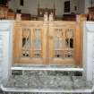 Interior.
Detail of chancel screen gates by H O Tarbolton, carved by Scott Morton.