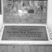 Interior, detail of memorial panel on window cill