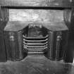 Interior. First floor W room Detail of fireplace with register grate