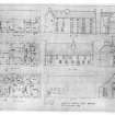 Photographic copy of composite drawing of ground, 1st and 2nd floor plans, attic plan, and front and rear elevations, including measurements.