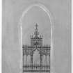 Photographic copy of sketch of screen for tower arch.