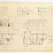 Photographic copy of plans, sections and elevations showing reconstruction of east wing for Mr R M Sinclair.