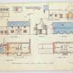 Photographic copy of floor and roof plans, sections and elevations showing alterations and repairs.