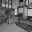 Interior. View showing Organ, Communion Table and War Memorial Screen by P R McLaren 1922.