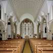 Interior. View from West looking towards the chancel showing nave vault