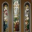 Detail of stained glass windows in North Transept by Ballantine and Gardiner depicting the Transfiguration 1904