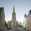 View from South rom Cross Wynd showing the church and memorial fountain