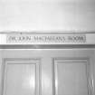 Detail of name of room panel comemorating past ministers of the Canongate
