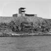 View from SW in Switha Sound showing World War II Battery Observation Post and twin 6-pounder gun-emplacement.