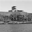 View from SW in Switha Sound showing World War II Battery Observation Post and twin 6-pounder gun-emplacement.