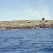 Searchlights, gun emplacement and battery observation post, view from sea to S