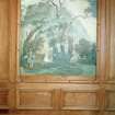 Thomsons Land. Lecture Hall. Interior, detail of painting of pastoral scene