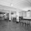 Interior. View in ground-floor dining room area showing ceiling mouldings dating from the conversion of the mill to a hotel in 1908