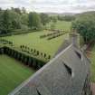 View of the topiary garden from the tower viewing platform.
