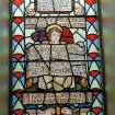 Detail of 1914-1918 War Memorial stained glass window originally in Crosshill Victoria Church.