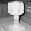 Detail of  marble font