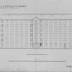 Photographic copy of  Front Elevation of North Block.
Titled: 'Plan of C.J. Turcan & Co's Premises' 'Manderston Street, Leith' 'No.2' 'Front Elevation of North Block (to lane)' 'Thomas P Marwick, Architect, 29 York Place, Edinburgh, Dec. 1894'.
Lithograph.