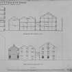 Photographic copy of Front Elevation and Section of South Block.
Titled: 'Plan of C.J. Turcan & Co's Premises' 'Manderston Street, Leith' 'No.4' 'Section thro South Block on line B.B' 'Front Elevation of South Block (to lane)' 'Thomas P Marwick, Architect, 29 York Place, Edinburgh, Dec. 1894'.
Lithograph.