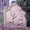 Churchyard, gravestone to Patrick Calder, detail