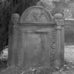 Churchyard, gravestone to Patrick Calder, reverse side, detail