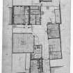 Photographic copy of annotated ground floor plan, insc: 'Whiteford House..Canongate.  Scottish naval and military veterans' residence and workshops  Ground floor plan  Drawing No. 1'