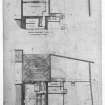 Photographic copy of annotated basement plan of Whitefoord House