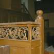 Detail of woodwork in front of pulpit