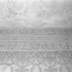 Ground floor, drawing room, wallpaper and ceiling, plasterwork, detail