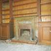 Basement, library cum smoking room, fireplace, detail