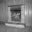 Interior. Courthouse ground floor view of North vaulted room showing fireplace