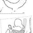 Lynchat souterrain, underground plan and section and surface plan. 600dpi copy of Illustrator file GV005349.