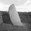 View of face of Aberlemno no1 Pictish symbol stone.