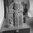 View of face of St Vigeans no. 10 cross slab on display in St Vigeans Museum.