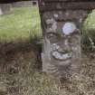 Detail of carved face on 18th century  tablestone, Port of Menteith Parish Churchyard.