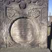 View of headstone to Hugh Learmonth d. 1784 and Agnes Gray d.1786, and their son Peter Farmer Mauckinlee d. 1822 and his wife Elizabeth Hardie d. 1847, Polmont Old Churchyard.