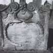 View of headstone to Peter Johnson 1755,  Polmont Old Churchyard.